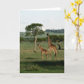 Carte Animaux de bébés cutest | Giraffe Calf & Mama (Fleur jaune)