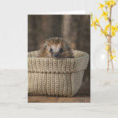 Carte Animaux de bébés cutest | Hérisson dans un panier (Fleur jaune)