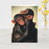 Carte Animaux de bébés cutest | Hug de chimpanzé (Fleur jaune)