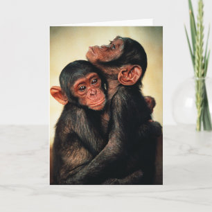 Carte Animaux de bébés cutest   Hug de chimpanzé