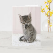 Carte Animaux de bébés cutest | Licking Tabby Kitten (Fleur jaune)