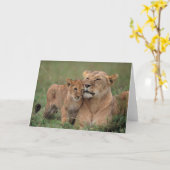 Carte Animaux de bébés cutest | Lion Cub & Mother (Fleur jaune)