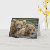 Carte Animaux de bébés cutest | Mama Bear & Her Cubs (Fleur jaune)