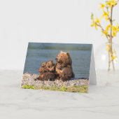 Carte Animaux de bébés cutest | Mère Ours & Cubs (Fleur jaune)