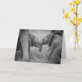 Carte Animaux de bébés cutest | Salutation des éléphants (Fleur jaune)