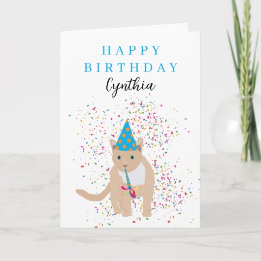 Carte Animaux de chat amusants ayant une fête Anniversai (Devant)