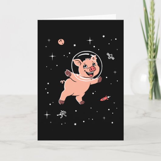 Carte Animaux De Cochon Dans L'Espace (Devant)
