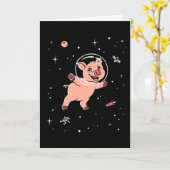 Carte Animaux De Cochon Dans L'Espace (Fleur jaune)