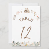 Carte Animaux de ferme Barnyard Boho Numéro de tableau (Devant)