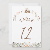 Carte Animaux de ferme Barnyard Boho Numéro de tableau (Dos)