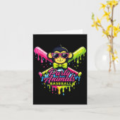 Carte Animaux de fête baseball singe drôle (Fleur jaune)