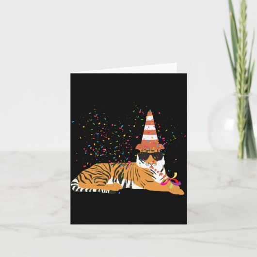 Carte Animaux de fête de tigre faisant une fête (Devant)