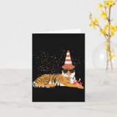 Carte Animaux de fête de tigre faisant une fête (Fleur jaune)