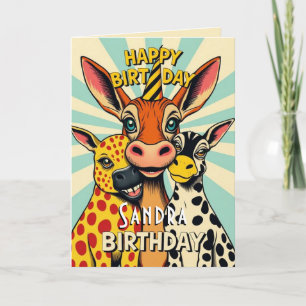 Carte Animaux De Fête Drôle Mignonne Joyeux Anniversaire