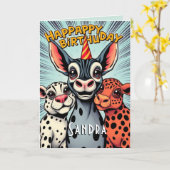 Carte Animaux De Fête Drôle Mignonne Joyeux Anniversaire (Fleur jaune)