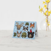 Carte Animaux de forêt mignons et conviviaux (Fleur jaune)