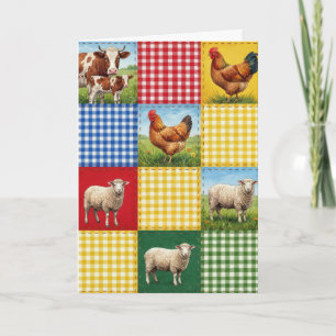 Carte Animaux de la ferme d'anniversaire et courtepointe