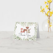 Carte Animaux de la Forêt Bébé Merci (Fleur jaune)