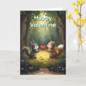 Carte Animaux de la Forêt Joyeuse Saint-Valentin (Fleur jaune)