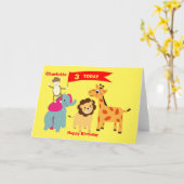 Carte Animaux de la jungle mignons Joyeux anniversaire P (Fleur jaune)