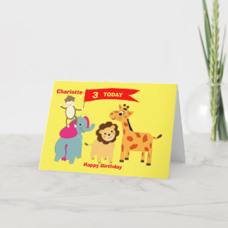 Carte Animaux de la jungle mignons Joyeux anniversaire P
