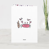 Carte Animaux de la mer rose Crabe Coquille fille Annive (Dos)