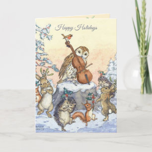 Carte Animaux de Noël vintage Molly Brett dansant