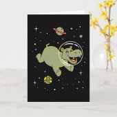 Carte Animaux d'hippopotame dans l'espace (Fleur jaune)
