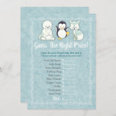 Carte Animaux D'Hiver Bébé Devinez Le Bon Prix Jeu (Devant / Derrière)