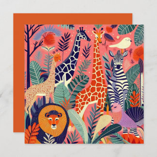 Carte Animaux et oiseaux exotiques contemporains 1 rose