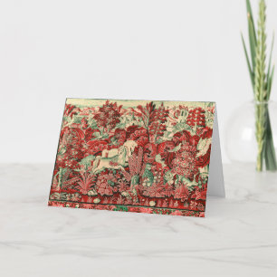 Carte ANIMAUX FANTASTIQUES, CHEVAUX, Floral Rouge Vert d