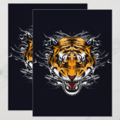 Carte Animaux Mignon Tigre | Dans Baignoire Murale  (Devant / Derrière)