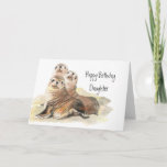 Carte Animaux mignons d'aquarelle d'anniversaire de<br><div class="desc">Groupe de joints curieux se reposant sur les roches vous souhaitant une fille de joyeux anniversaire scellée avec le baiser</div>