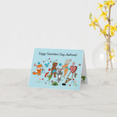 Carte Animaux mignons Saint-Valentin personnalisé (Fleur jaune)