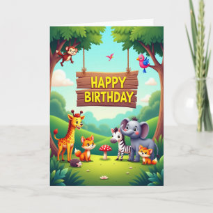 Carte Animaux Sauvages de Fête