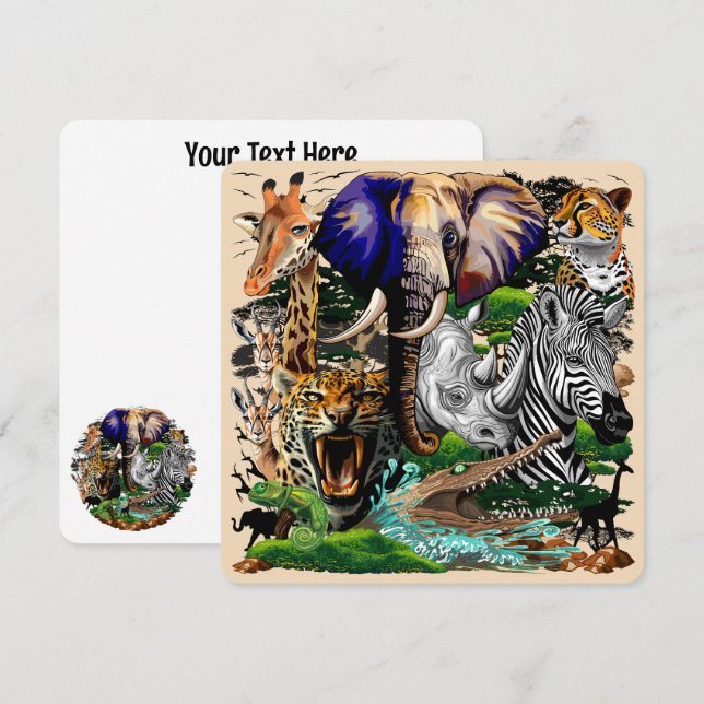 Carte Animaux sauvages de la Savane africaine (Devant / Derrière)