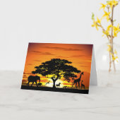 Carte Animaux sauvages sur le coucher de soleil de la sa (Fleur jaune)