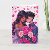 Carte Anime Bi-Raciale Cute Personnalisée Saint-Valentin (Devant)