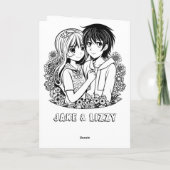 Carte Anime Couple dans une nuit romantique Saint-Valent (Dos)