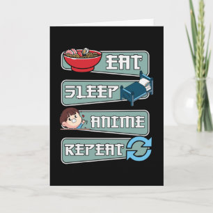 Carte Anime de sommeil manger répéter japonais Kawaii