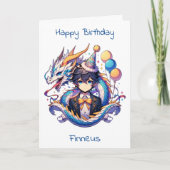 Carte Anime Dragon à thème Anniversaire du garçon | Page (Devant)