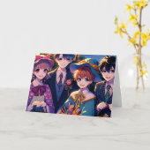 Carte Anime Enfants en costumes Halloween (Fleur jaune)