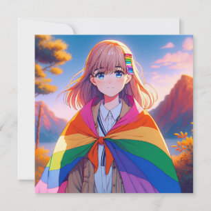 Carte Anime Girl avec LGBTQIA+ Cape