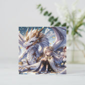 Carte Anime Girl et Dragon blanc et or (Debout devant)
