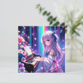 Carte Anime Girl Jouer Piano (Debout devant)