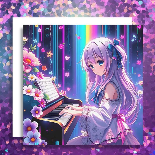 Carte Anime Girl Jouer Piano