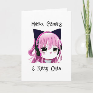 Carte Anime Girl with Cat Ears Anniversaire
