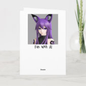 Carte Anime Girl with Fox Ears Purple Birthday (Dos)