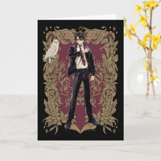 Carte Anime HARRY POTTER™ Cadre Orné (Fleur jaune)