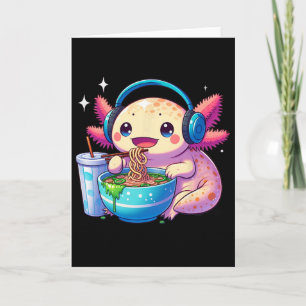 Carte Anime Kawaii Axolotl Manger Ramen Noodles Enfants 